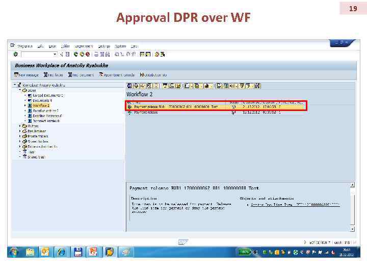 Approval DPR over WF 19 