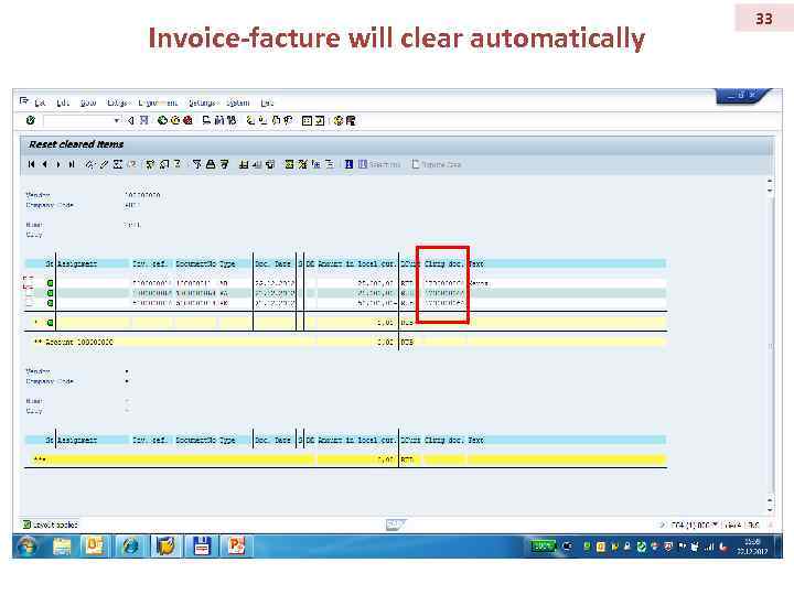 Invoice-facture will clear automatically 33 