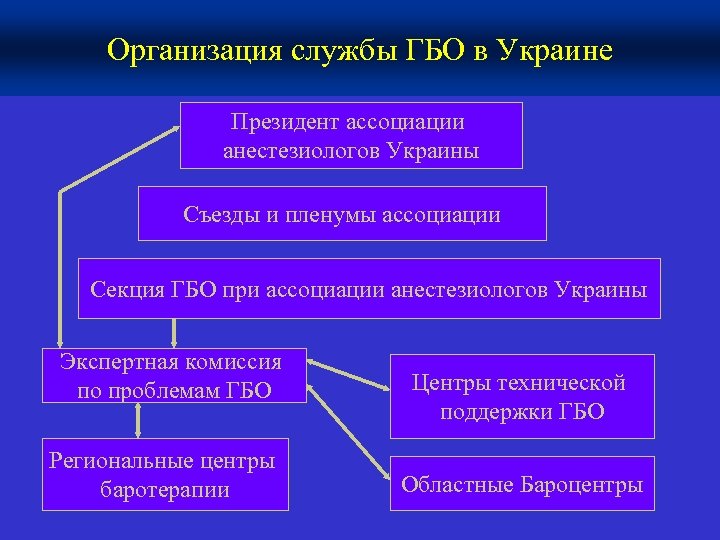 Организация службы ГБО в Украине Президент ассоциации анестезиологов Украины Съезды и пленумы ассоциации Секция
