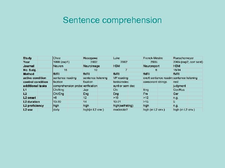 Sentence comprehension 