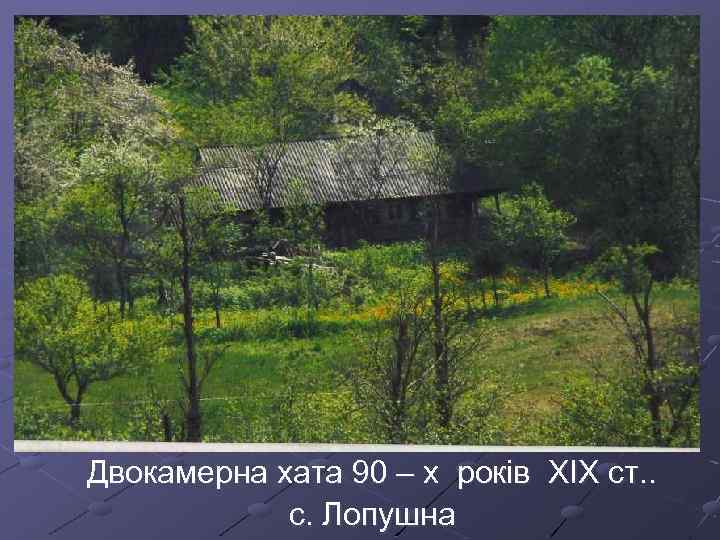 Двокамерна хата 90 – х років ХІХ ст. . с. Лопушна 