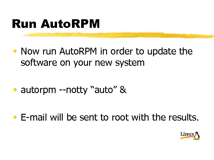 Run Auto. RPM § Now run Auto. RPM in order to update the software