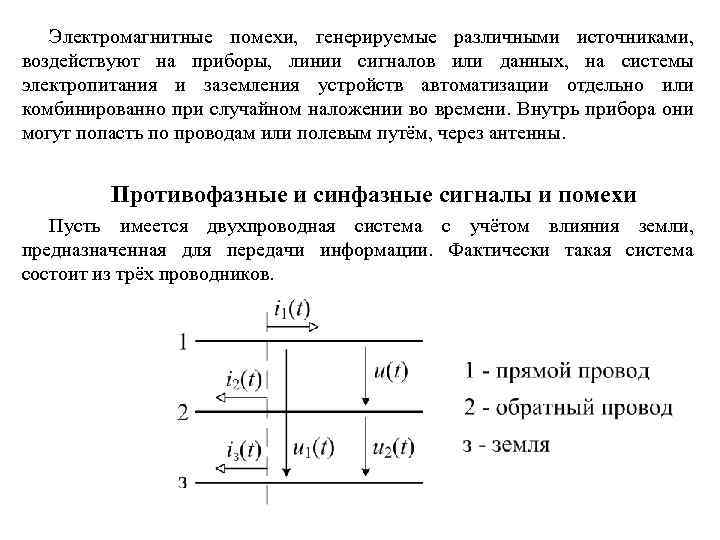 Электромагнитные помехи, генерируемые различными источниками, воздействуют на приборы, линии сигналов или данных, на системы