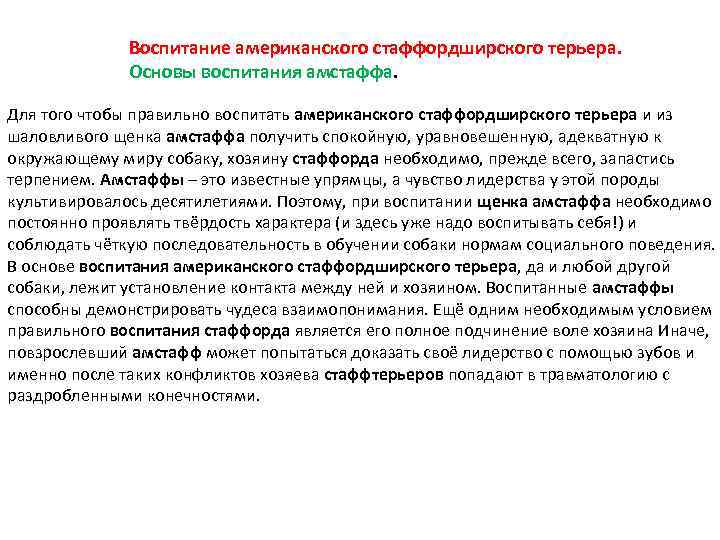 Воспитание американского стаффордширского терьера. Основы воспитания амстаффа. Для того чтобы правильно воспитать американского стаффордширского