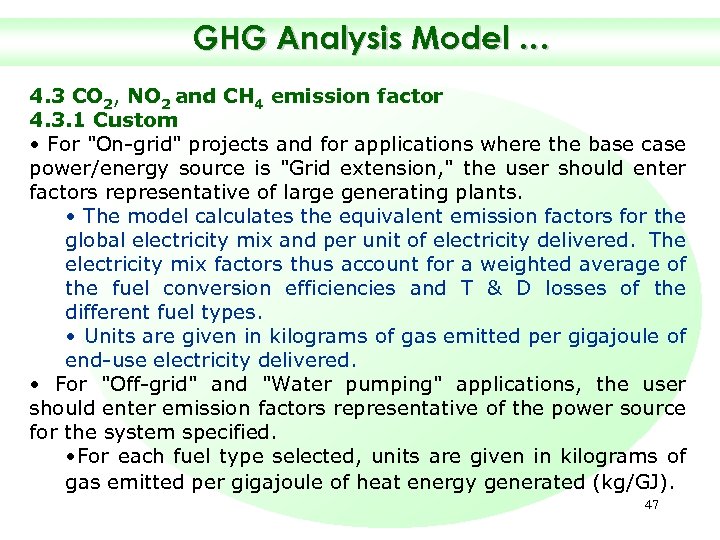 GHG Analysis Model … 4. 3 CO 2, NO 2 and CH 4 emission