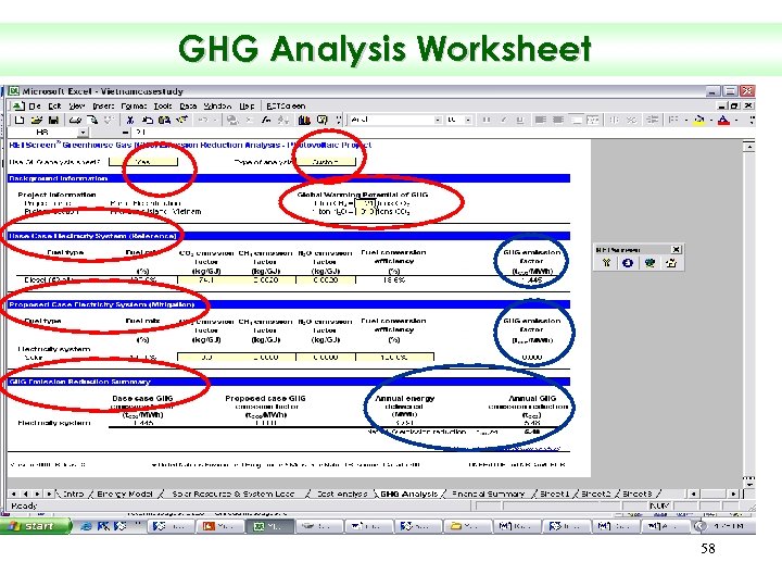 GHG Analysis Worksheet 58 