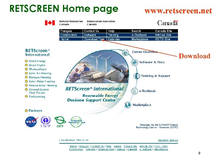 RETSCREEN Home page www. retscreen. net Download 9 