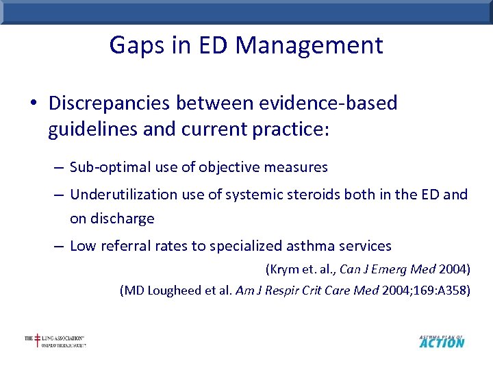 Gaps in ED Management • Discrepancies between evidence-based guidelines and current practice: – Sub-optimal