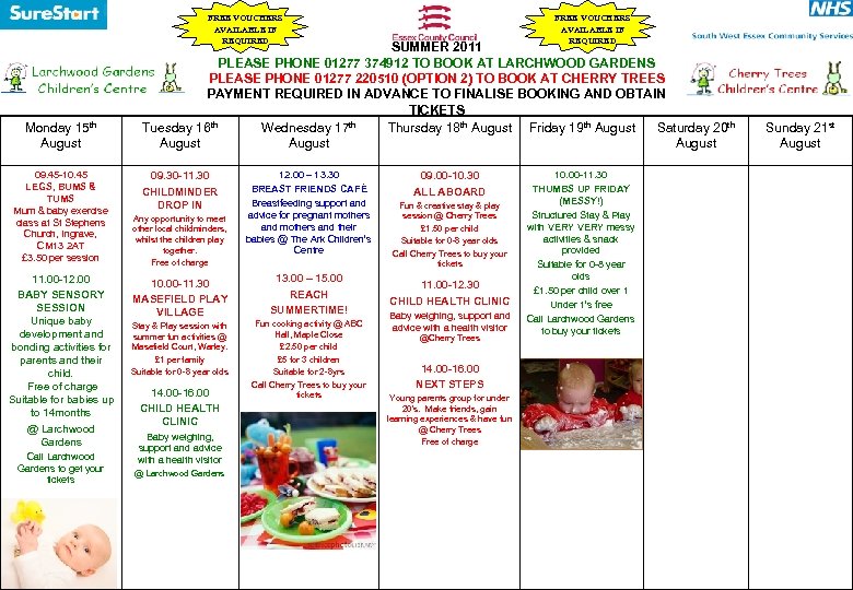 FREE VOUCHERS AVAILABLE IF REQUIRED Monday 15 th August 09. 45 -10. 45 LEGS,