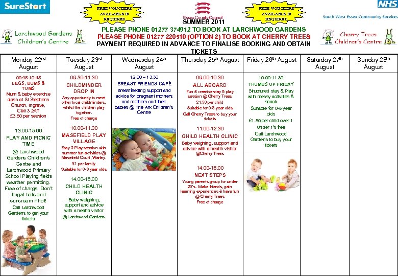 FREE VOUCHERS AVAILABLE IF REQUIRED Monday 22 nd August 09. 45 -10. 45 LEGS,