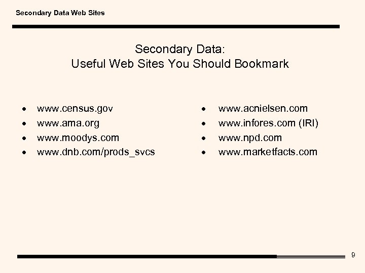 Secondary Data Web Sites Secondary Data: Useful Web Sites You Should Bookmark · ·