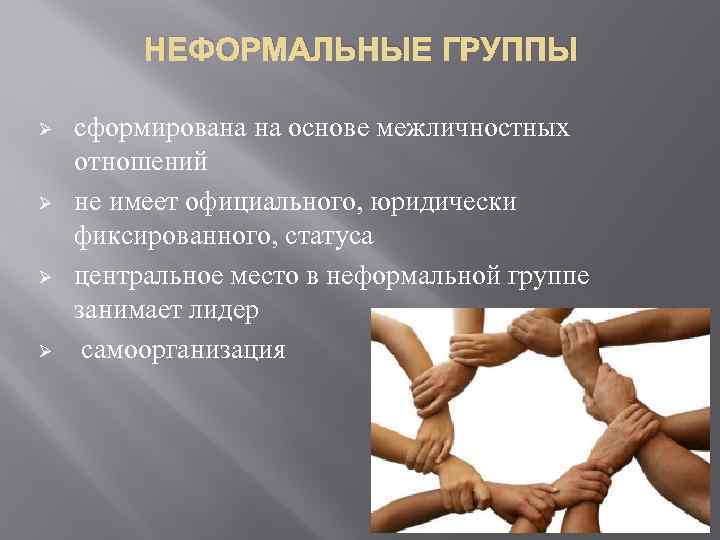 Укажите неформальных исполнителей в предложенных ситуациях. Неформальные группы. Малые неформальные группы. Неформальные группы это кратко. Неформальные отношения примеры.