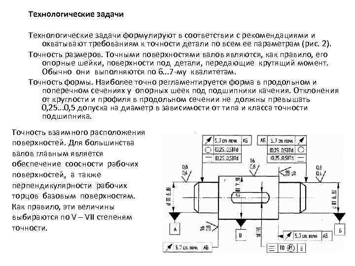 Технологические задачи формулируют в соответствии с рекомендациями и охватывают требованиям к точности детали по