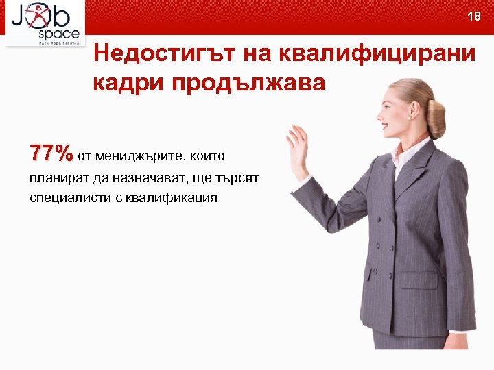 18 Недостигът на квалифицирани кадри продължава 77% от мениджърите, които планират да назначават, ще