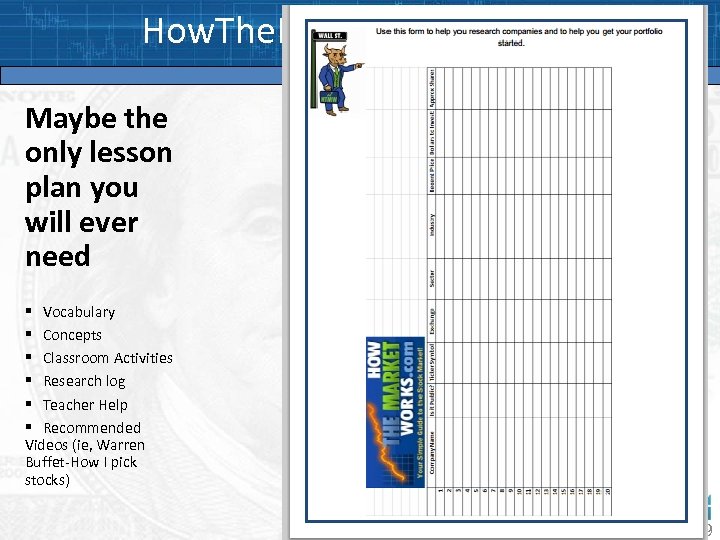 How. The. Market. Works. com Maybe the only lesson plan you will ever need