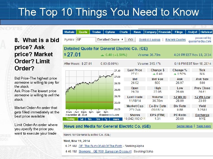 The Top 10 Things You Need to Know 8. What is a bid price?