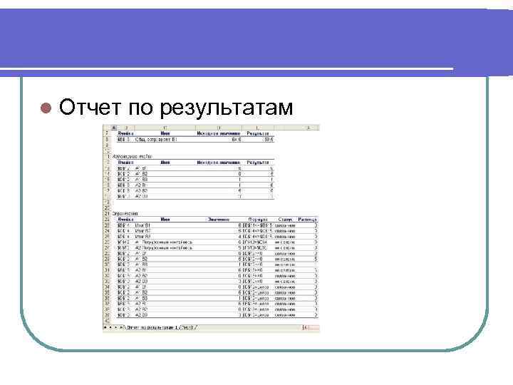 l Отчет по результатам 