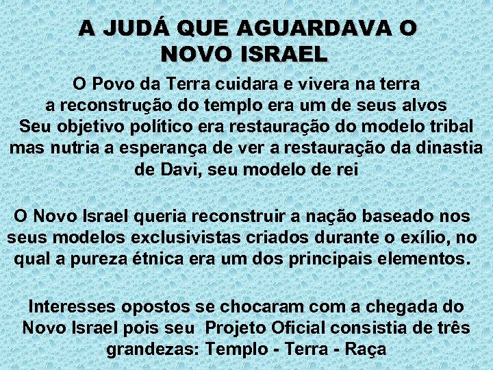A JUDÁ QUE AGUARDAVA O NOVO ISRAEL O Povo da Terra cuidara e vivera