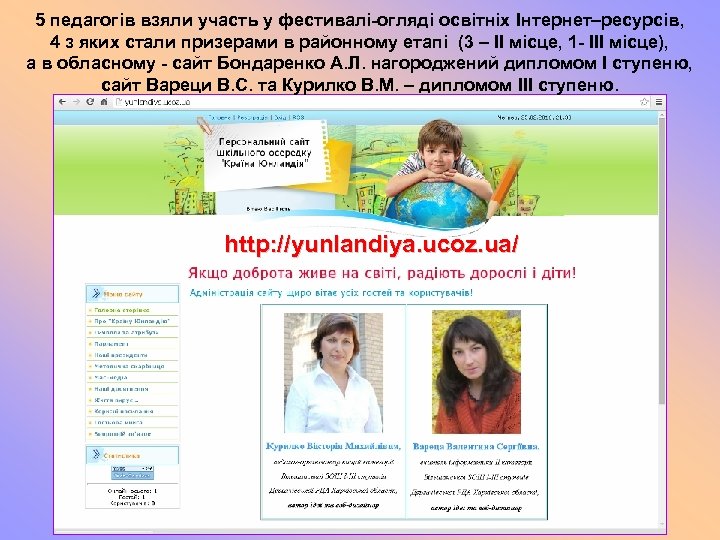 5 педагогів взяли участь у фестивалі-огляді освітніх Інтернет–ресурсів, 4 з яких стали призерами в