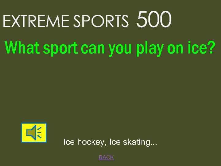 EXTREME SPORTS 500 What sport can you play on ice? Ice hockey, Ice skating.