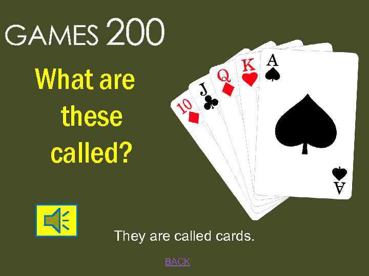 GAMES 200 What are these called? They are called cards. BACK 