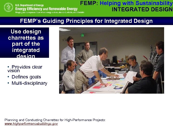 FEMP: Helping with Sustainability INTEGRATED DESIGN FEMP’s Guiding Principles for Integrated Design Use design