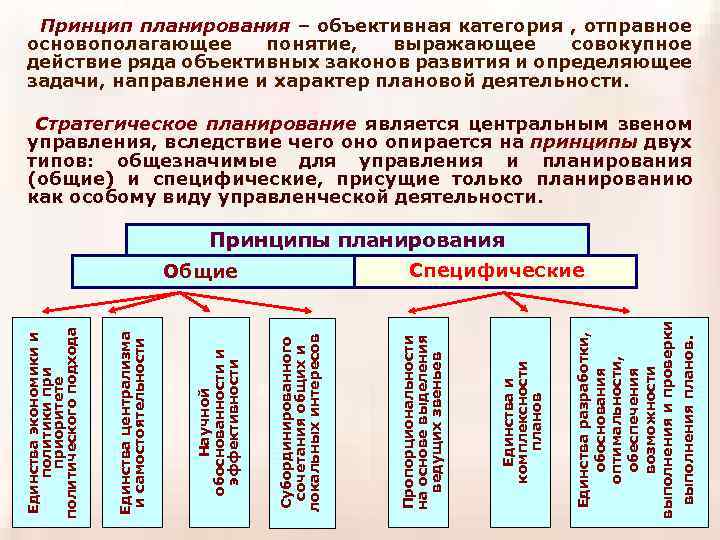 Принцип планирования – объективная категория , отправное основополагающее понятие, выражающее совокупное действие ряда объективных