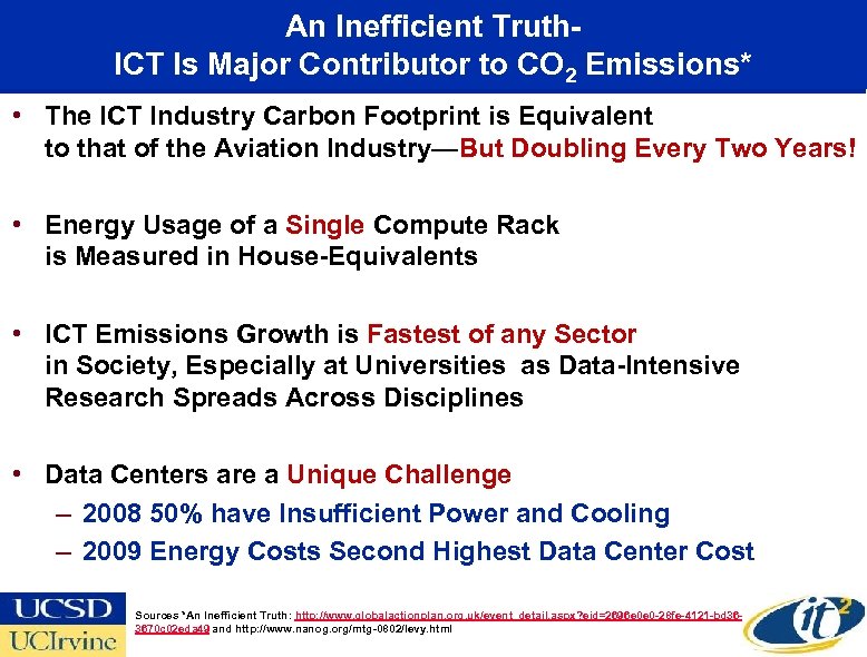 An Inefficient Truth. ICT Is Major Contributor to CO 2 Emissions* • The ICT