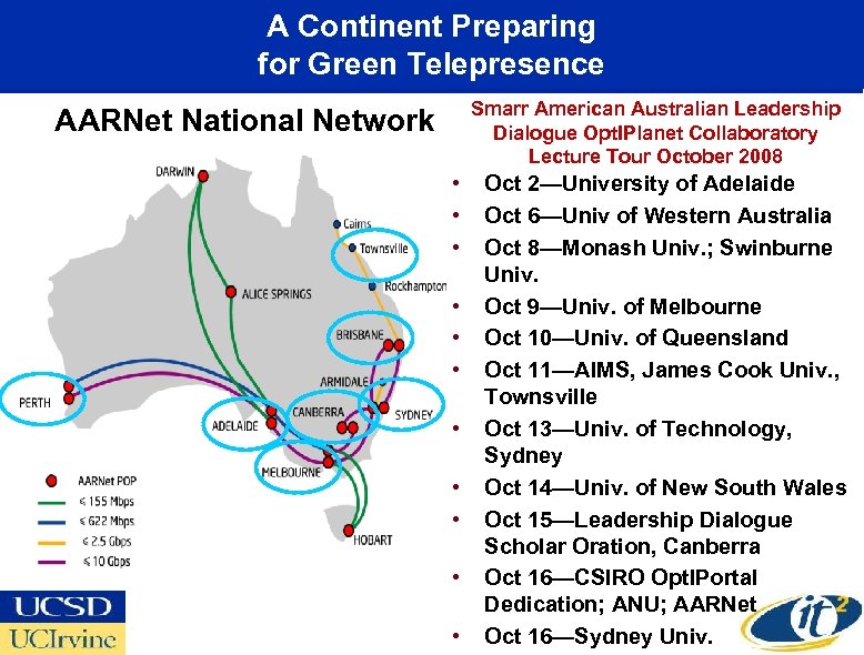 A Continent Preparing for Green Telepresence Smarr American Australian Leadership Dialogue Opt. IPlanet Collaboratory