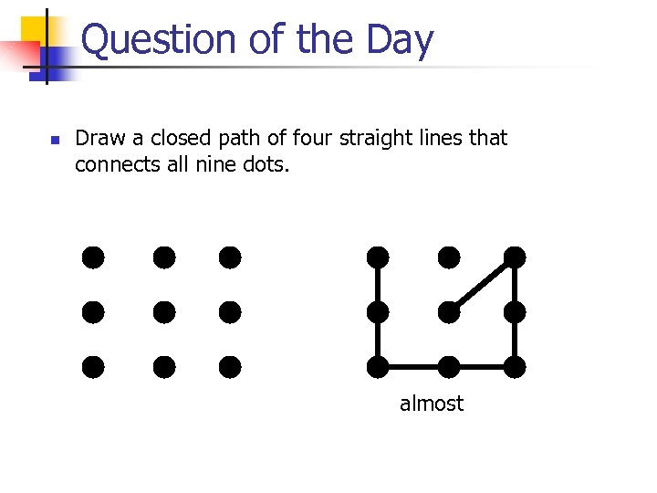 Question of the Day n Draw a closed path of four straight lines that