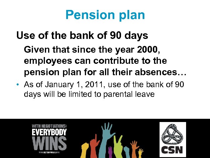 Pension plan Use of the bank of 90 days Given that since the year