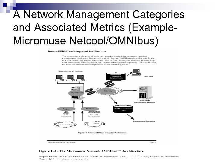 A Network Management Categories and Associated Metrics (Example. Micromuse Netcool/OMNIbus) 