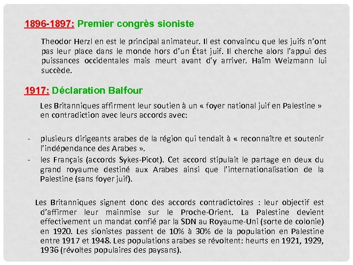 1896 -1897: Premier congrès sioniste Theodor Herzl en est le principal animateur. Il est