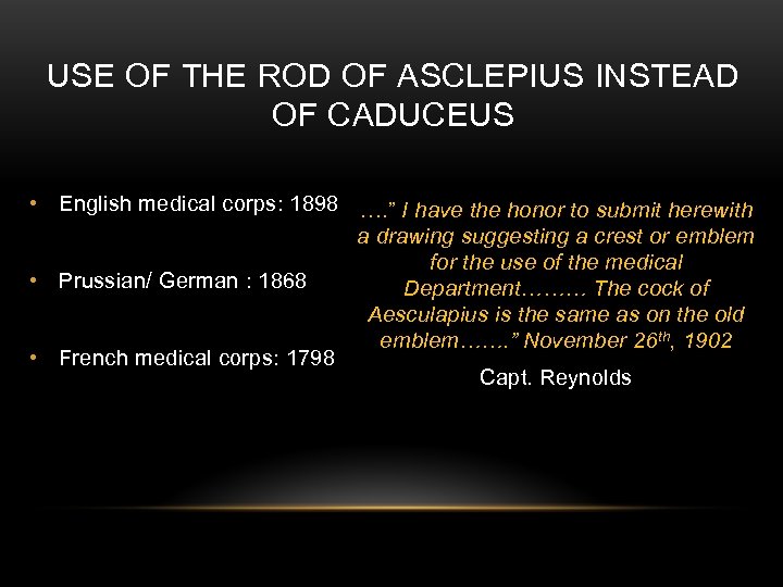 USE OF THE ROD OF ASCLEPIUS INSTEAD OF CADUCEUS • English medical corps: 1898