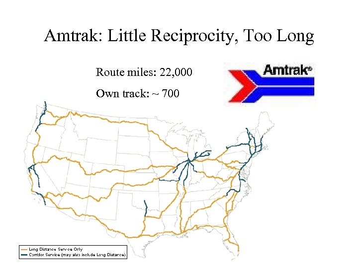 Amtrak: Little Reciprocity, Too Long Route miles: 22, 000 Own track: ~ 700 