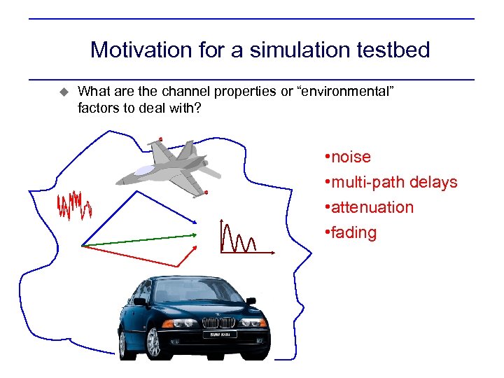 Motivation for a simulation testbed u What are the channel properties or “environmental” factors