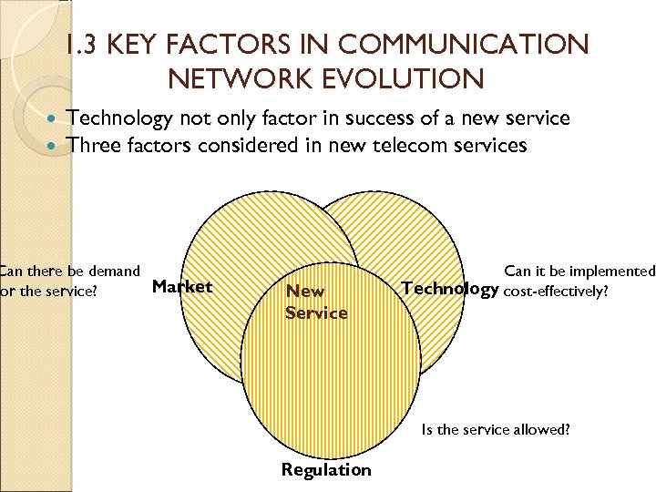 1. 3 KEY FACTORS IN COMMUNICATION NETWORK EVOLUTION Technology not only factor in success