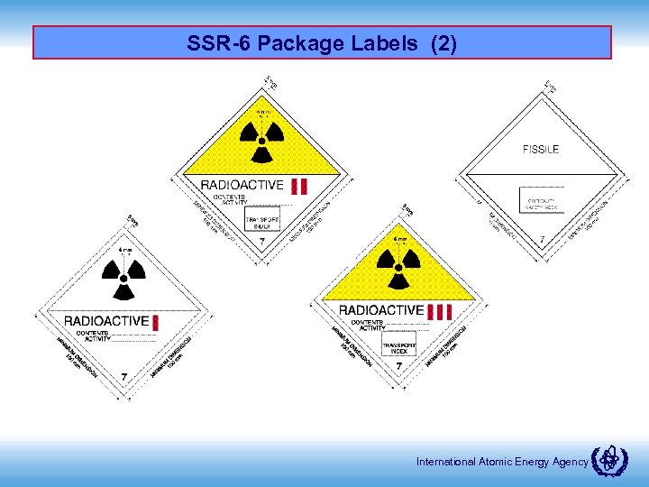 SSR-6 Package Labels (2) International Atomic Energy Agency 