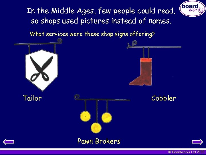 In the Middle Ages, few people could read, so shops used pictures instead of