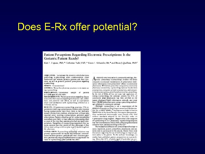 Does E-Rx offer potential? 