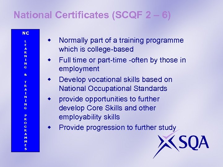 National Certificates (SCQF 2 – 6) NC L E A R N I N