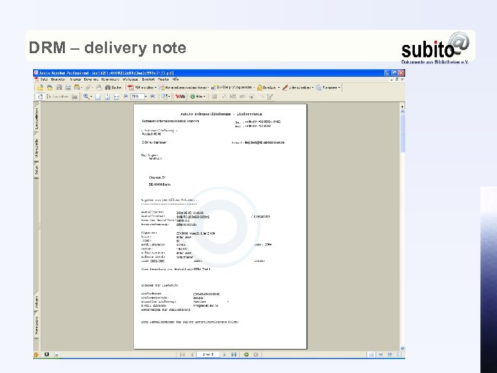 DRM – delivery note 