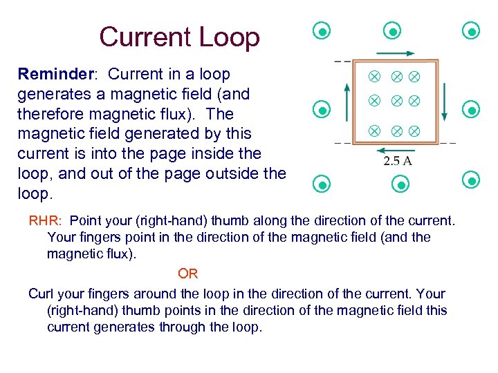 Current Loop Reminder: Current in a loop generates a magnetic field (and therefore magnetic