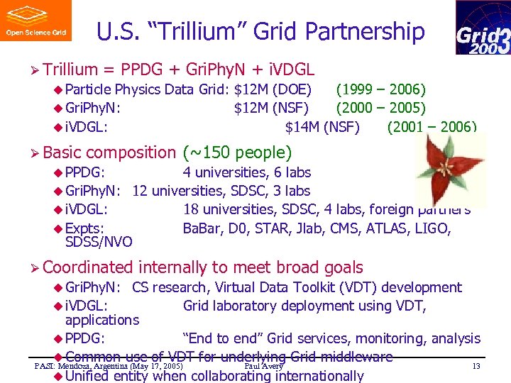 U. S. “Trillium” Grid Partnership Ø Trillium = PPDG + Gri. Phy. N +
