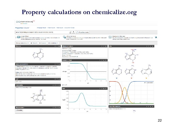 Property calculations on chemicalize. org 22 