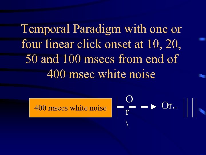 Temporal Paradigm with one or four linear click onset at 10, 20, 50 and