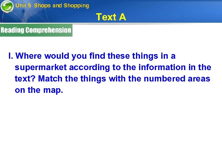 Unit 5 Shops and Shopping Text A I. Where would you find these things