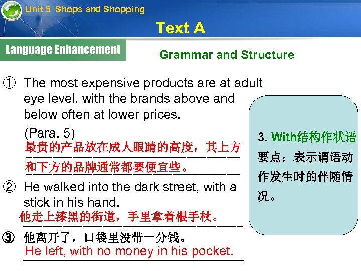Unit 5 Shops and Shopping Text A Grammar and Structure ① The most expensive