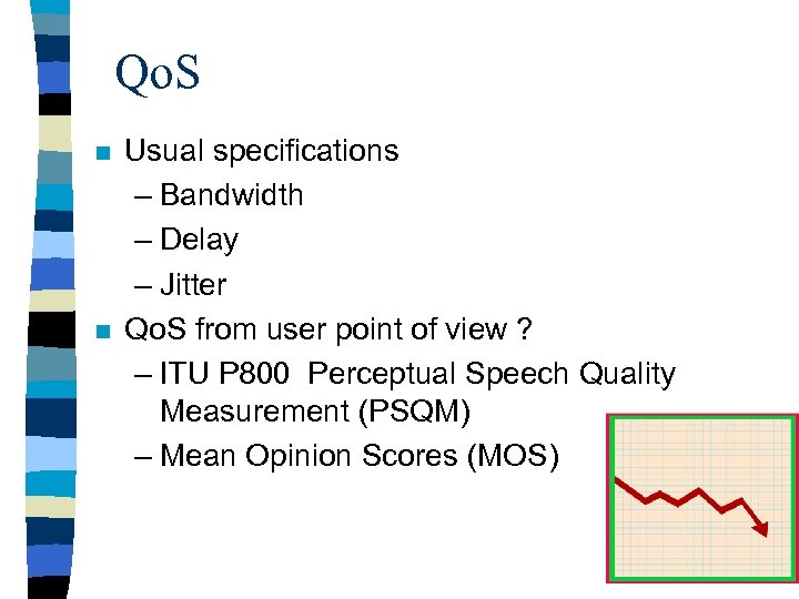 Qo. S n n Usual specifications – Bandwidth – Delay – Jitter Qo. S