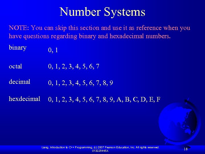 Number Systems NOTE: You can skip this section and use it as reference when